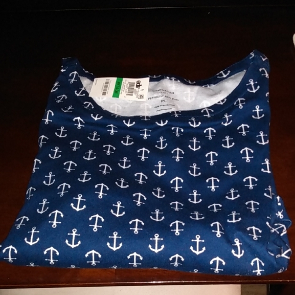 Charter Club Navy Anchor Print Tee